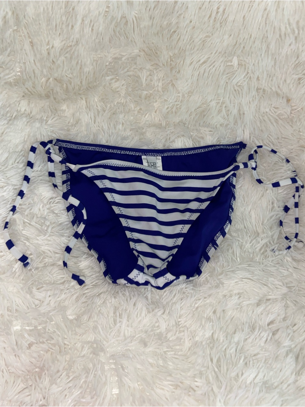 BECCA Blue and White Striped Side-Tie Bikini Bottoms